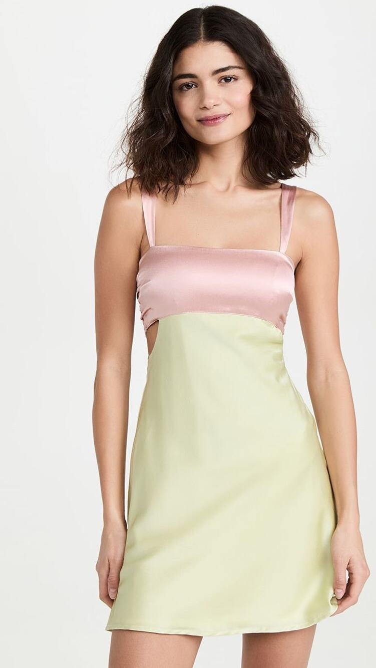 Hansen & Gretel Honeydew Blush Melon Silk Satin Sleeveless Mini Dress Size XS